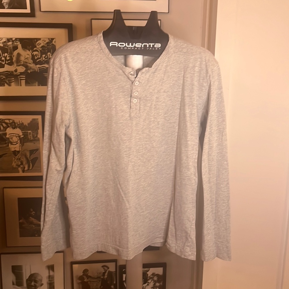 Paige Long Sleeve XL Henley T - Gray